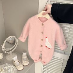 Hàng QC - Áo liền thân len body suit vịt cute dễ thương ấm áp mùa đông cho bé gái
