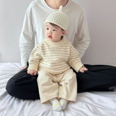 Hàng QC Áo len kẻ cổ tròn vintage basic hàn quốc dày dặn ấm áp cho bé trai bé gái thu đông
