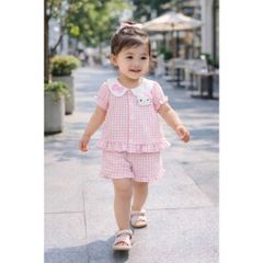 Set bộ đũi kẻ mèo con hello kitty bé gái mát mẻ xinh xắn dễ thương mùa hè phong cách hàn quốc kèm ảnh thật