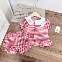 Set bộ đũi kẻ mèo con hello kitty bé gái mát mẻ xinh xắn dễ thương mùa hè phong cách hàn quốc kèm ảnh thật