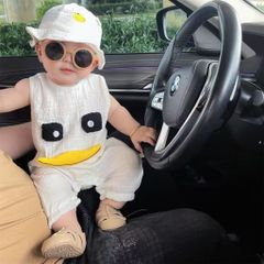 Hàng QC - Set bodysuit vịt ba lỗ cute đáng yêu dễ thương cho bé đũi kèm mũ mùa hè phong cách hàn quốc hot hit