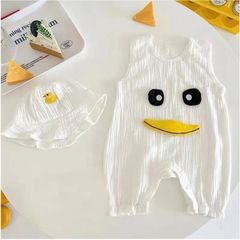 Hàng QC - Set bodysuit vịt ba lỗ cute đáng yêu dễ thương cho bé đũi kèm mũ mùa hè phong cách hàn quốc hot hit