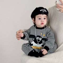 Hàng QC Bodysuit áo liền thân set kẻ cừu kèm mũ nồi cho bé trai thời trang vintage hàn quốc thu đông