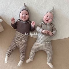 Hàng QC Bodysuit kẻ cho bé trẻ sơ sinh trẻ em phong cách hàn quốc thời trang thu đông ấm áp dày dặn