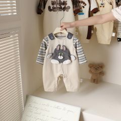 Hàng QC Bodysuit áo liền thân mèo tôm cute đáng yêu kèm áo thun kẻ cho bé mùa thu đông
