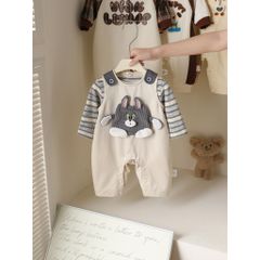 Hàng QC Bodysuit áo liền thân mèo tôm cute đáng yêu kèm áo thun kẻ cho bé mùa thu đông