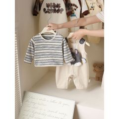 Hàng QC Bodysuit áo liền thân mèo tôm cute đáng yêu kèm áo thun kẻ cho bé mùa thu đông