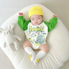 Hàng QC - Bodysuit áo liền thân dài tay quỷ monster hoạt hình vui nhộn cute đáng yêu nỉ ấm áp thu đông cho bé