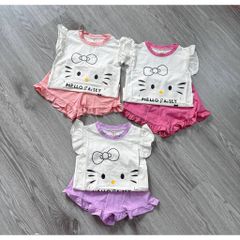 Set bộ cánh tiên bèo hello kitty xinh xắn dễ thương cotton mát mẻ mùa hè đáng yêu cho bé gái kèm ảnh thật