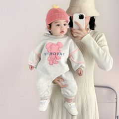 Hàng QC Bodysuit áo liền thân nỉ lót lông cừu voi con cute hoạt hình dễ thương cho bé gái bé trai hàn quốc