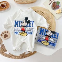 Hàng QC - Bodysuit nỉ dài tay micky ấm áp dày dặn thu đông hoạt hình đáng yêu dễ thương cho bé