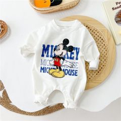 Hàng QC - Bodysuit nỉ dài tay micky ấm áp dày dặn thu đông hoạt hình đáng yêu dễ thương cho bé