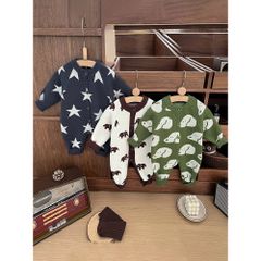 Hàng QC Bodysuit len hoạt hình gấu voi cute đáng yêu áo liền thân ngôi sao cho bé ấm áp dày dặn mùa đông