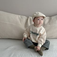 Hàng QC Set áo sweater lót nỉ change dày dặn cho bé trai kèm quấn suông kaki thu đông phong cách hàn quốc ấm áp
