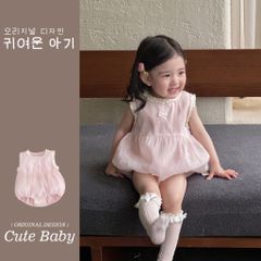 Hàng QC - Bodysuit áo liền thân ren nơ bồng bềnh xinh xắn điệu đà vintage mùa hè mát mẻ hàn quốc bé gái