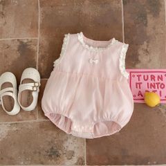 Hàng QC - Bodysuit áo liền thân ren nơ bồng bềnh xinh xắn điệu đà vintage mùa hè mát mẻ hàn quốc bé gái