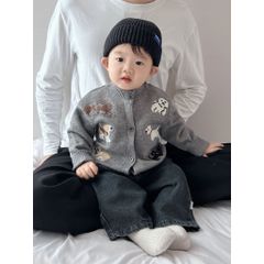 Hàng QC Áo len cardigan cừu kèm qua jean dày dặn ấm áp phong cách hàn quốc thu đông cho bé trai hottrend