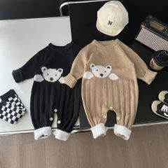 Hàng QC - Bodysuit len gấu áo liền thân cute đáng yêu ấm áp dày dặn mùa đông dễ thương cho bé