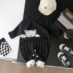 Hàng QC - Bodysuit len gấu áo liền thân cute đáng yêu ấm áp dày dặn mùa đông dễ thương cho bé