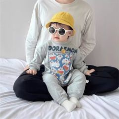 Hàng QC Set body suit áo liền thân lót nỉ doremon kèm mũ và tất thu đông đáng yêu dễ thương cho bé
