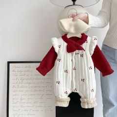 Hàng QC Body suit phao lót lông cừu cherry xinh xắn đáng yêu điệu đà vintage cho bé gái kèm áo len