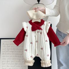 Hàng QC Body suit phao lót lông cừu cherry xinh xắn đáng yêu điệu đà vintage cho bé gái kèm áo len