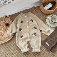 Hàng QC Body suit len đồ liền thân ấm áp cài cúc thêu nhím cute đáng yêu xinh xắn dành cho bé thu đông