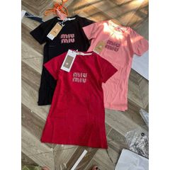Váy thun cotton chữ miu xinh xắn dễ thương thêu nổi mùa hè cho bé gái