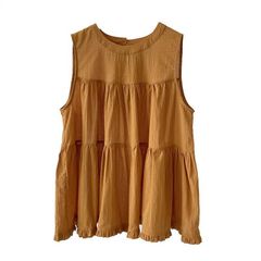 Hàng QC - Váy đũi ba lỗ nâu tây dáng xòe mát mẻ vintage hàn quốc mùa hè cho bé gái