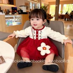 Váy hoa bé gái kèm túi thu đông xinh xắn dễ thương mặc đi chơi Tết 10-30kg kèm ảnh thật