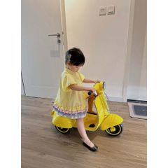 Hàng QC - Váy sơ mi tay bồng cầu vồng bèo xinh xắn dáng xòe dễ thương vintage hàn quốc mùa hè cho bé gái mặc đi chơi