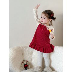 Hàng QC - Váy ba lỗ chấm bi kèm áo sơ mi cherry xinh xắn dễ thương mặc đi chơi Tết cho bé gái thu đông hottrend