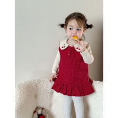 Hàng QC - Váy ba lỗ chấm bi kèm áo sơ mi cherry xinh xắn dễ thương mặc đi chơi Tết cho bé gái thu đông hottrend