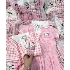 Váy hello kitty cổ polo xinh xắn dễ thương đáng yêu dáng xòe mặc mùa hè mát mẻ cho bé gái phong cách hàn quốc hottrend