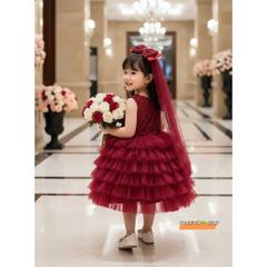 Váy ba lỗ công chúa tầng bồng xòe kèm cặp nơ xinh xắn dễ thương cho bé gái mặc đi chơi tiệc sinh nhật đáng yêu