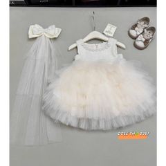 Váy ba lỗ công chúa tầng bồng xòe kèm cặp nơ xinh xắn dễ thương cho bé gái mặc đi chơi tiệc sinh nhật đáng yêu