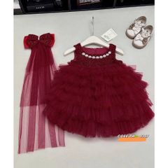 Váy ba lỗ công chúa tầng bồng xòe kèm cặp nơ xinh xắn dễ thương cho bé gái mặc đi chơi tiệc sinh nhật đáng yêu