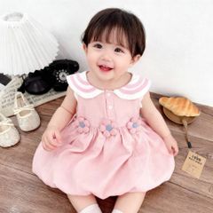 Váy ba lỗ đũi hello kitty đính hoa dáng bí bom xinh xắn điệu đà mát mẻ mùa hè cho bé gái 10-30kg kèm ảnh thật
