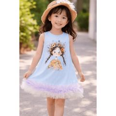Váy ba lỗ cô gái công chúa voan tầng bồng xinh xắn dễ thương mát mẻ mùa hè cho bé gái