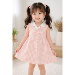 Váy ba lỗ đũi kẻ nơ ren xinh xắn dễ thương phong cách hàn quốc mát mẻ thoáng khí mùa hè cho bé gái 10-30kg kèm ảnh thật