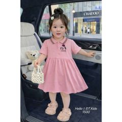 Set váy thun cotton cổ polo chó con dáng xòe mát mẻ xinh xắn đáng yêu phong cách hàn quốc mùa hè cho bé gái