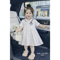 Set váy thun cotton cổ polo chó con dáng xòe mát mẻ xinh xắn đáng yêu phong cách hàn quốc mùa hè cho bé gái