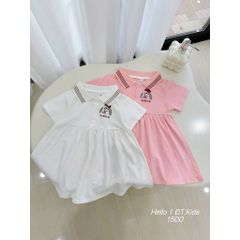 Set váy thun cotton cổ polo chó con dáng xòe mát mẻ xinh xắn đáng yêu phong cách hàn quốc mùa hè cho bé gái