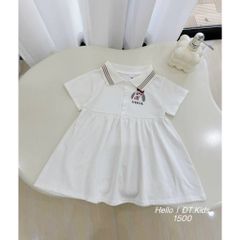 Set váy thun cotton cổ polo chó con dáng xòe mát mẻ xinh xắn đáng yêu phong cách hàn quốc mùa hè cho bé gái