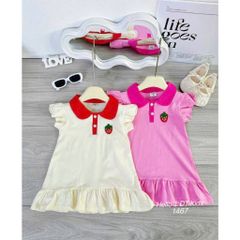 Váy đầm bé gái cotton cánh tiên quả dâu bèo dáng xòe xinh xắn đáng yêu mùa hè phong cách hàn quốc