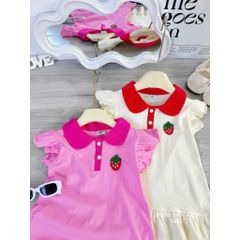 Váy đầm bé gái cotton cánh tiên quả dâu bèo dáng xòe xinh xắn đáng yêu mùa hè phong cách hàn quốc