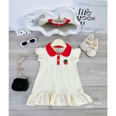 Váy đầm bé gái cotton cánh tiên quả dâu bèo dáng xòe xinh xắn đáng yêu mùa hè phong cách hàn quốc