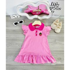 Váy đầm bé gái cotton cánh tiên quả dâu bèo dáng xòe xinh xắn đáng yêu mùa hè phong cách hàn quốc