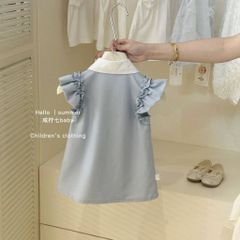 Hàng QC - Váy đầm bé gái cánh tiên cổ polo buộc nơ xinh xắn dễ thương điệu đà mùa hè hàn quốc