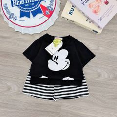 Bộ thun cotton micky kẻ cute dễ thương đáng yêu phong cách hàn quốc mùa hè mát mẻ cho bé